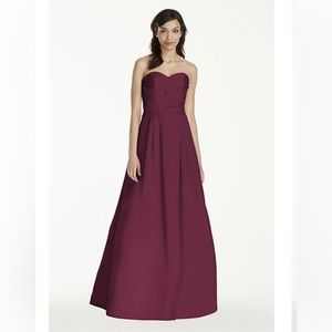 Strapless satin pleated bodice ball gown